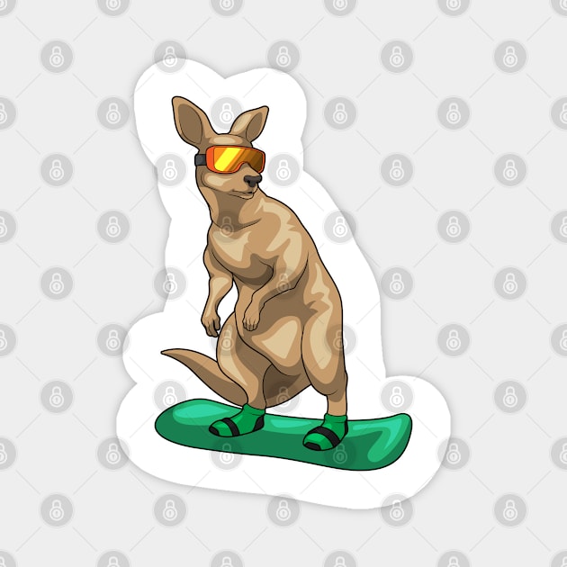 Kangaroo Snowboard Winter sports Magnet by Markus Schnabel