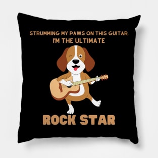 Funny dog playing guitar Pillow