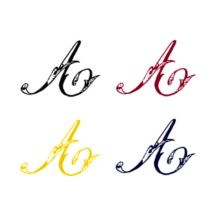 Set of vintage monograms of the letter a in four different colours: black, navy blue, burgundy red, mustard yellow T-Shirt