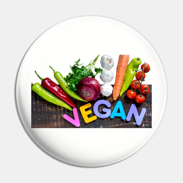 Vegan cool design with vegetables Pin by DimDom