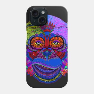 Multicolored Pop Art Monkey Face with Feathers Phone Case