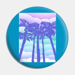 Retro Blue Palm Trees Pin