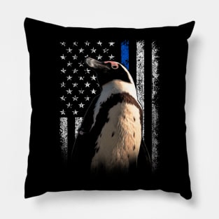 Penguin American Flag Ambassadors, Tee Triumph for Wildlife Admirers Pillow