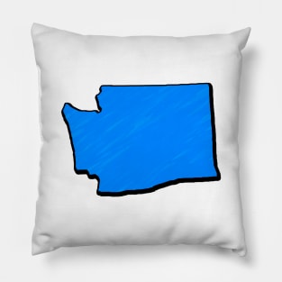 Bright Blue Washington Outline Pillow