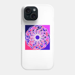 Square geometric ornament with repeated shapes in random bright neon colors Phone Case