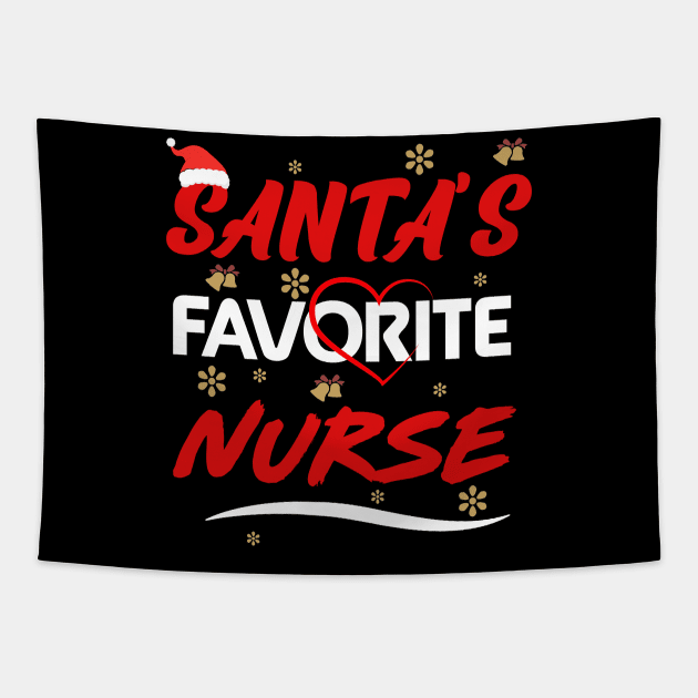 Funny Santa's Favorite Nurse Christmas Tapestry by Flipodesigner