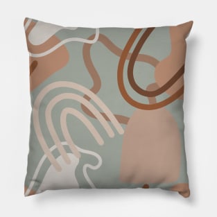 Neutral mid century warm minimalist abstract organic shapes pattern Pillow