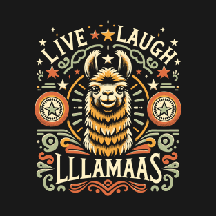 Live Laugh LLLamaas Vintage Llama Humor T-Shirt