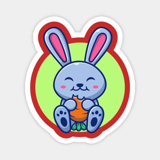 Cute Rabbit Eating Carrot Cartoon (2) Magnet by Catalyst Labs