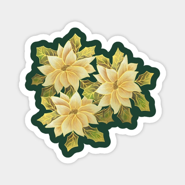 Golden Poinsettias Magnet by DesignsByMonique