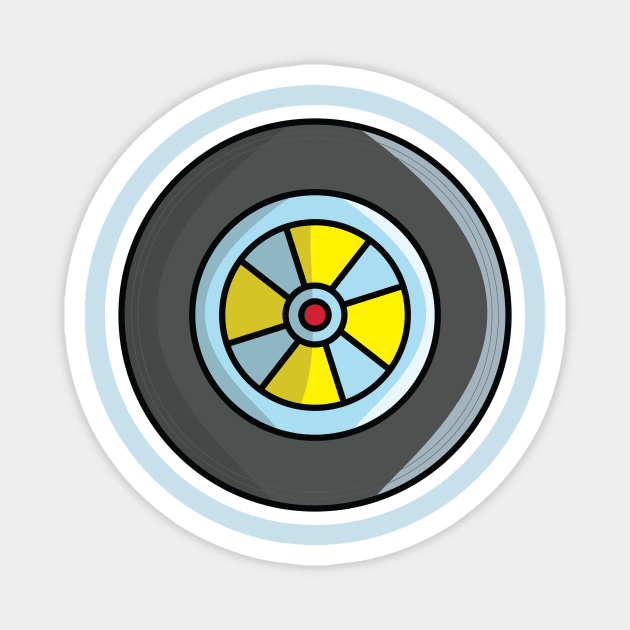 Sport Car Wheel Tire vector illustration. Transportation object icon concept. Tire shop logo design. Rubber tire or car tire logo. Automotive wheel high-speed motion. Magnet by AlviStudio