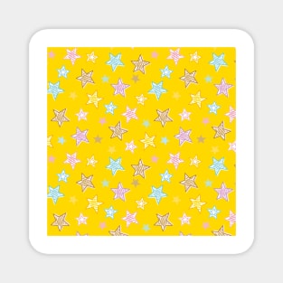 yellow background with colorful stars pattern Magnet