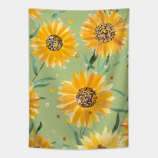 Summer Sunflowers Green Tapestry