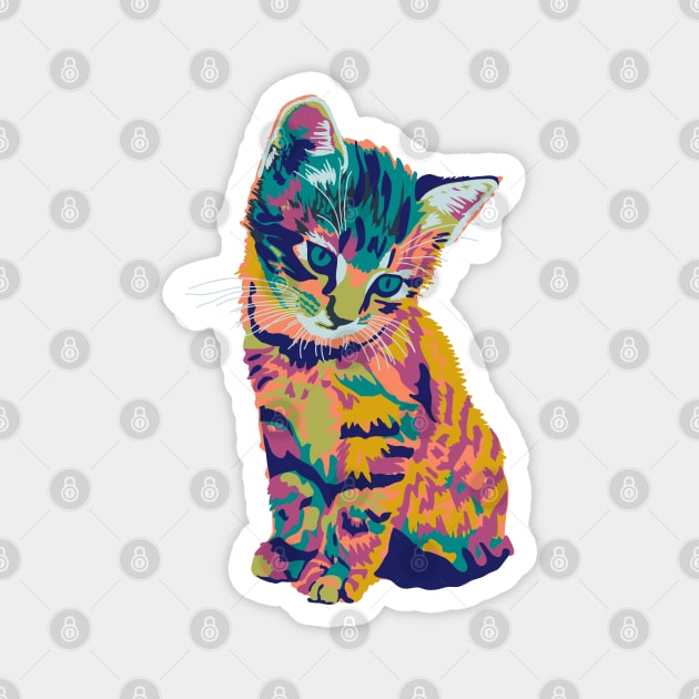 Colorful Kitten Magnet by Slightly Unhinged