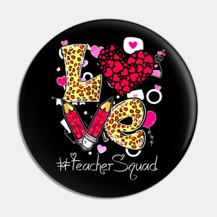 Love Heart Teacher Squad Plaid Leopard Red Valentines Day Pin