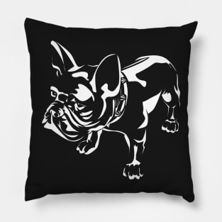 bulldog silhouette on black background Pillow