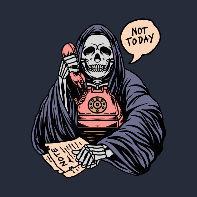 Disover Not Today Satan // Funny Grim Reaper Cartoon - Not Today Satan Funny - T-Shirt