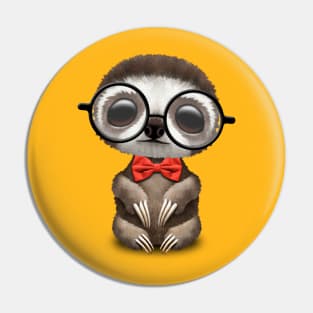 Cute Nerdy Sloth Wearing Glasses and Bow Tie Pin