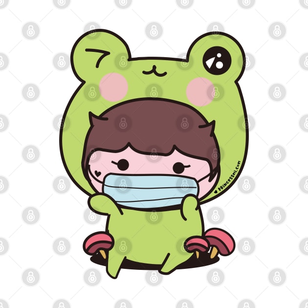 cute frog with face mask, cosplay frog, kawaii frog cartoon by princessmi-com