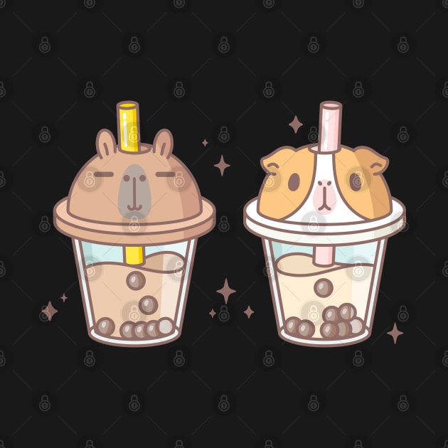 Capybara and Guinea pig Boba Tea by Noristudio