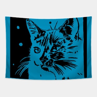 Abstract Black and White Cat T-Shirt (Black Only) T-Shirt Tapestry