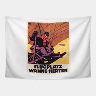 FLUGPLATZ WANNE HERTEN Old German Airplane Vintage Tapestry