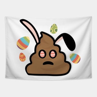 Poop Emoji Easter Bunny Ears Funny Tapestry