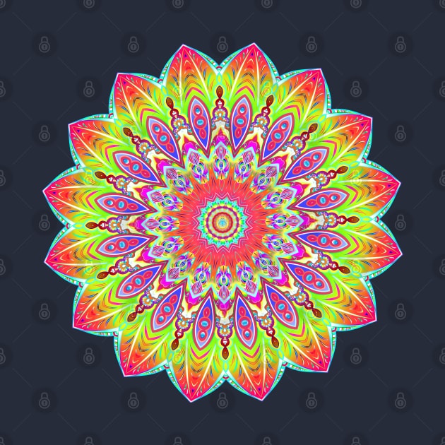 Psychedelic Neon Mandala by rebeccawangart