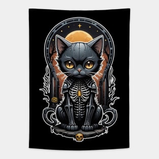 Black Skeleton Cat 1 Tapestry