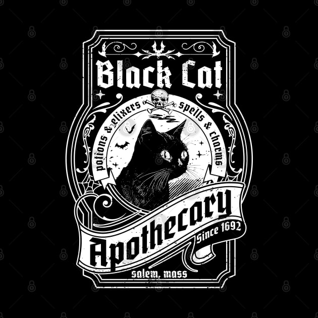 Black Cat Apothecary - Salem 1692 Retro Vintage Halloween by OrangeMonkeyArt