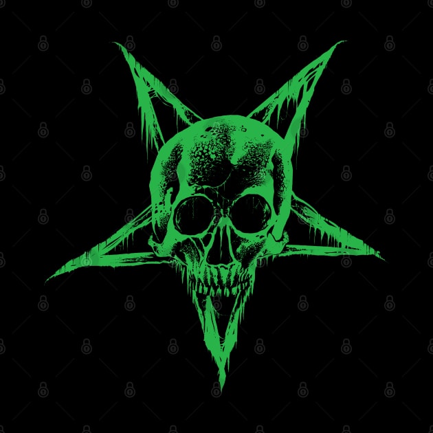 Skull Pentagram (green version) by wildsidecomix