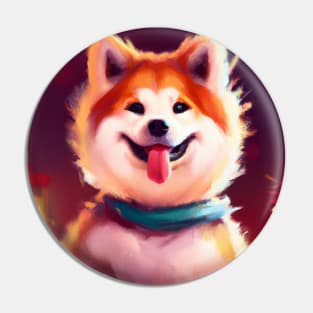 Cute Akita Inu Drawing Pin