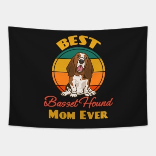 Best Basset Hound Mom Ever Mother's Day Dog puppy Lover Cute Sunser Retro Tapestry