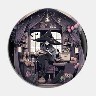 Cute Stay-at-Home Witch Pin