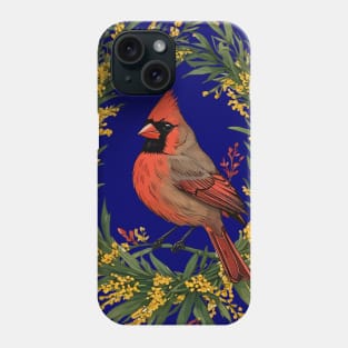 Kentucky Cardinal Bird With Yellow Flower Wreath Phone Case