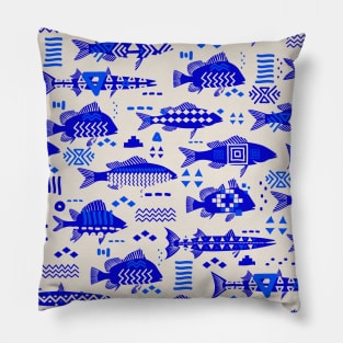 Boho Fishes in Indigo Pillow