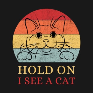 Cat Lover Cat Mom Funny Hold On I See A Cat T-Shirt