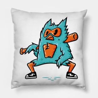 Owl. Cartoon Owl. Teen Owl. Owl with Baseball Bat Pillow