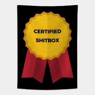 Certified Shitbox - Golden Label With Red Ribbons And Black Text Design Tapestry