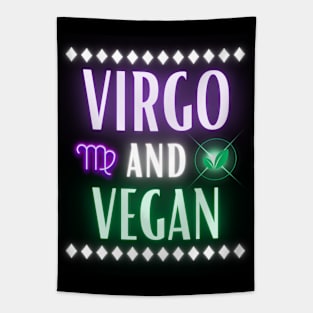 Virgo and Vegan Retro Style Neon Tapestry