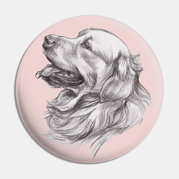 Golden Retriever Dog Portrait Drawing Pin by lalanny