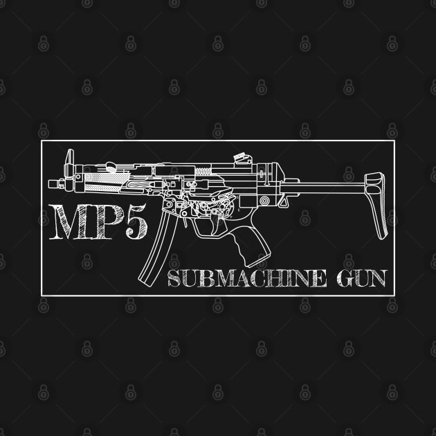 MP5 Submachine Gun Blueprint Schematic Design Gift by Battlefields