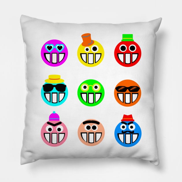 Colorful Emojis Pillow by nunachan