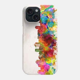 Christchurch skyline in watercolor background Phone Case