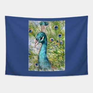 Peacock Watercolor Tapestry