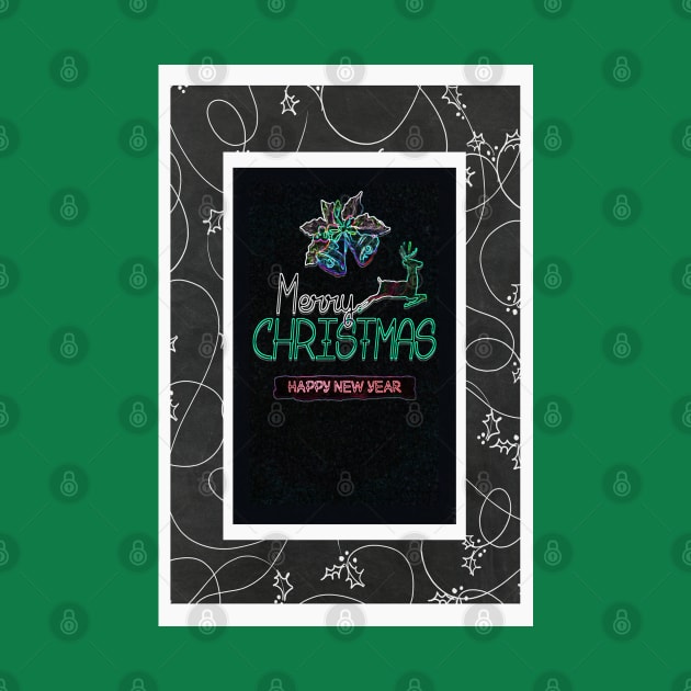 Chalkboard Holly Neon Christmas by ninasilver