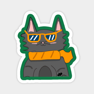 Cat with Scarves #5 - Too Cool Magnet