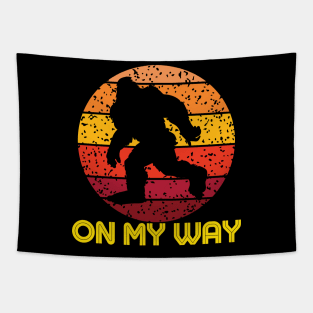 On My Way Bigfoot Tapestry