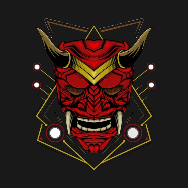 Demon mask illustration with sacred symbol by AGORA studio