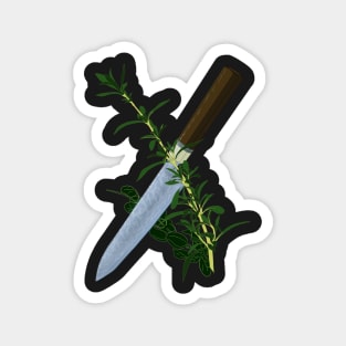 Japanese Knife in Herbs Magnet